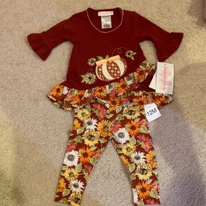 New with Tags Bonnie Baby Fall Pumpkin Top Leggings 12 months